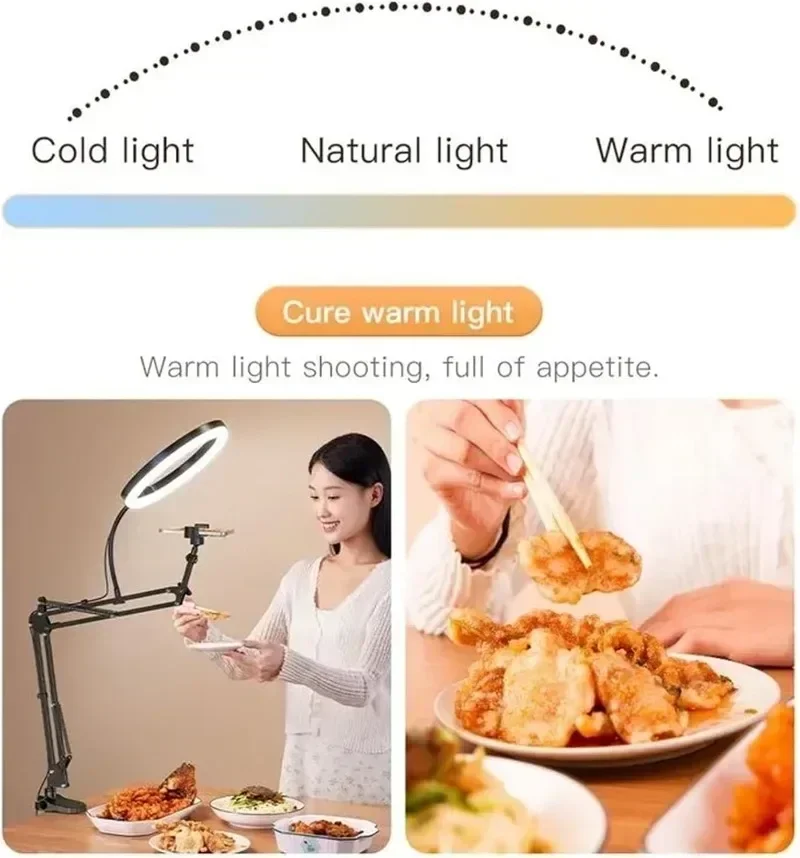 10 Inch (approximately 25.4 Cm) Circular Phone Holder for Recording Cooking Videos Live Streaming Drawing Painting Nails