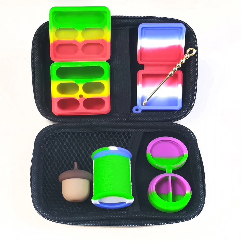 1Set With Different Kinds Of Nonstick Silicone Jar Slick Silicone Containers Oil Storage Case Face Cream Smoking Accessories