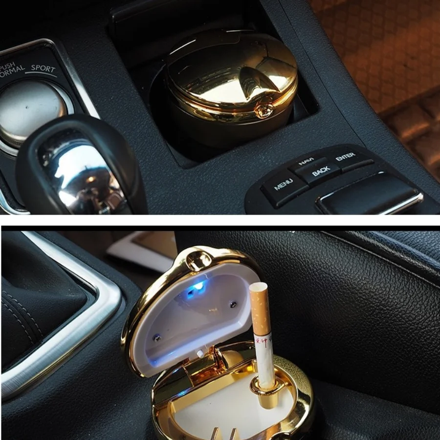 

Car Ashtray Car Garbag Can with Led Light with Cover Creative Personality Covered Car Inside The Car Multi-function Car Supplie