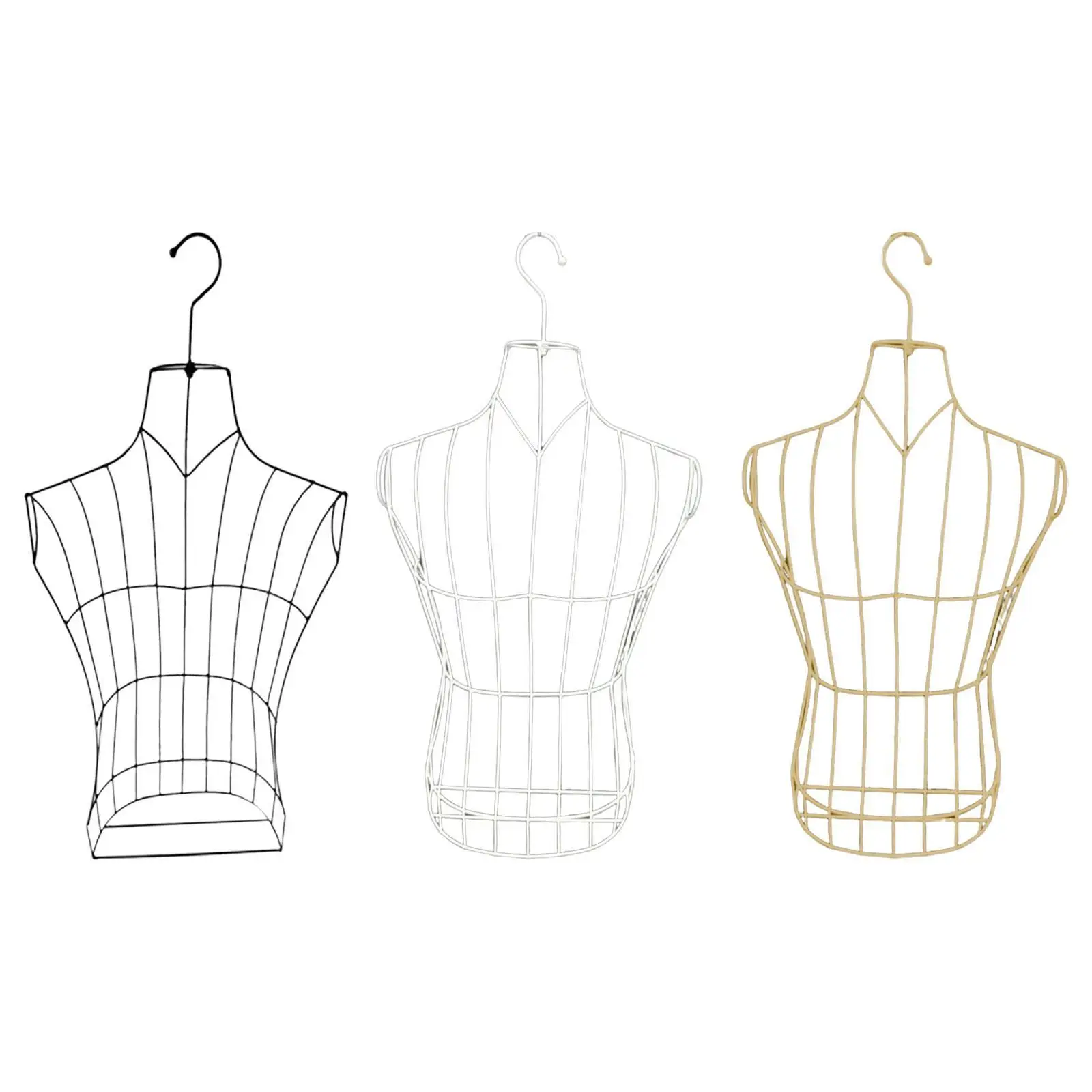 Male Mannequin Torso Hollow Iron Display Half Body Dress Form for Clothing Boutique Space Efficient Rack