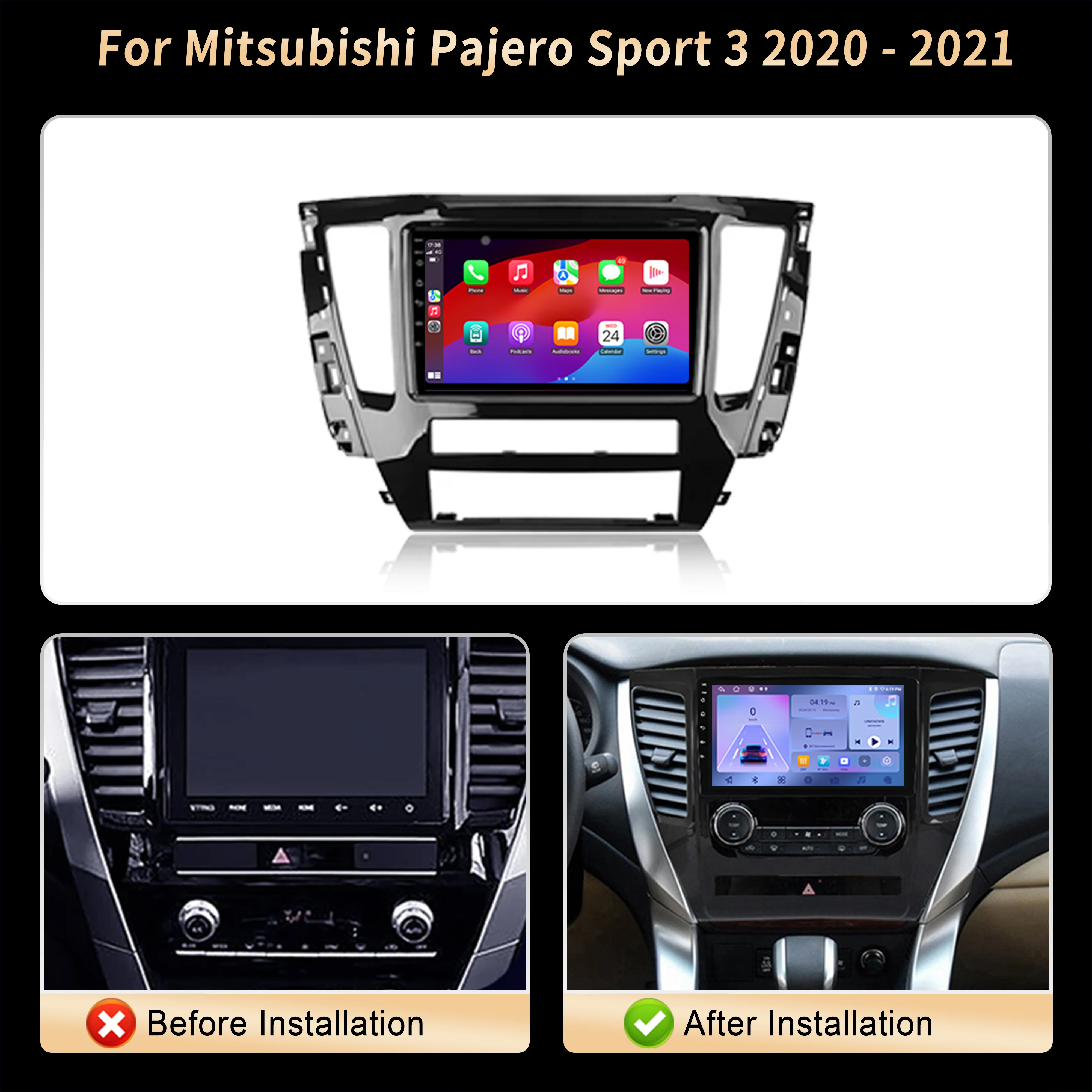 لميتسوبيشي باجيرو سبورت 3 2020-2021 راديو السيارة الوسائط المتعددة اللاسلكية BT Carplay 4G GPS CPU 7870 أندرويد 2K QLED شاشة