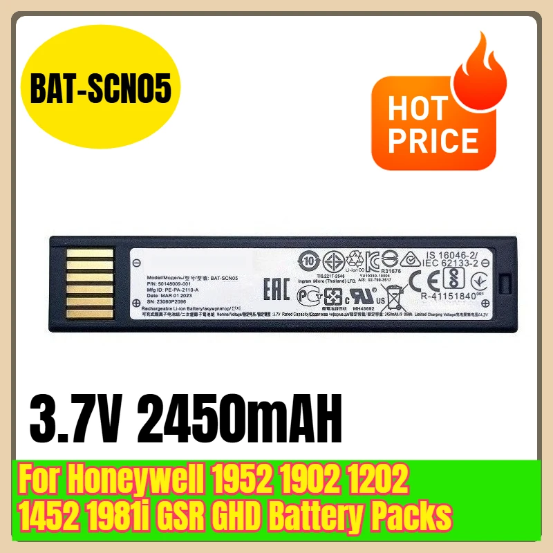 

3.7V 2450mAH BAT-SCN05 for Honeywell 1952 1902 1202 1452 1981i GSR GHD Battery Packs