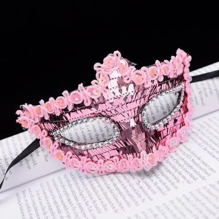 ヴェネツィアプリンセス スパンコール ポインテッドマスク ヨーロッパとアメリカの仮面舞踏会 豪華な王冠の形のパフォーマンス小道具 アニメコスプレ女性