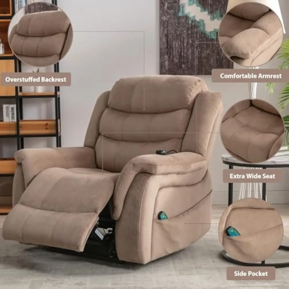 Dual Motor Large Power Lift Recliner Chair for Elderly, Lay Flat Sleeper Electric Recliner with Massage and Heat, Heavy Duty Mo