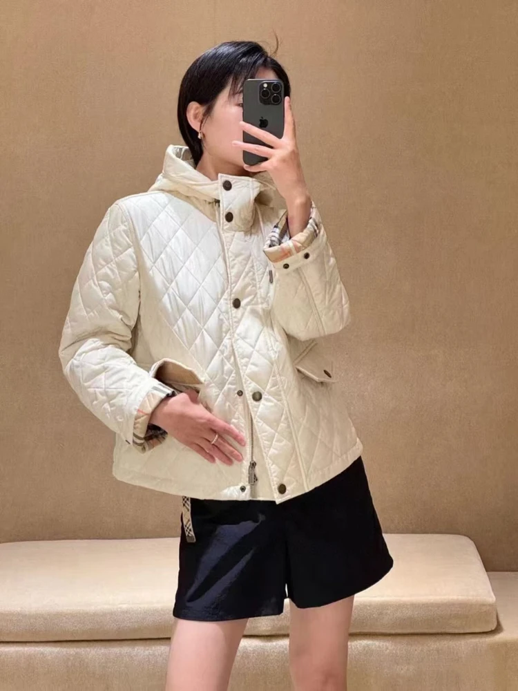 

Briti Sle Pure Color Hooded ort Cotton Jaet 2025 Autumn New Arrival Women's Faionable Versatile Wearable Outerwear