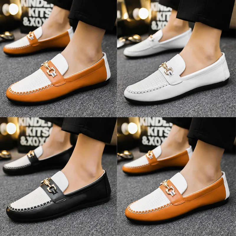 2023 New Genuine Leather Men Casual Shoes Autumn Men Casual Driving Shoes Breathable Trend Versatile Soft Sole Simple Loafers