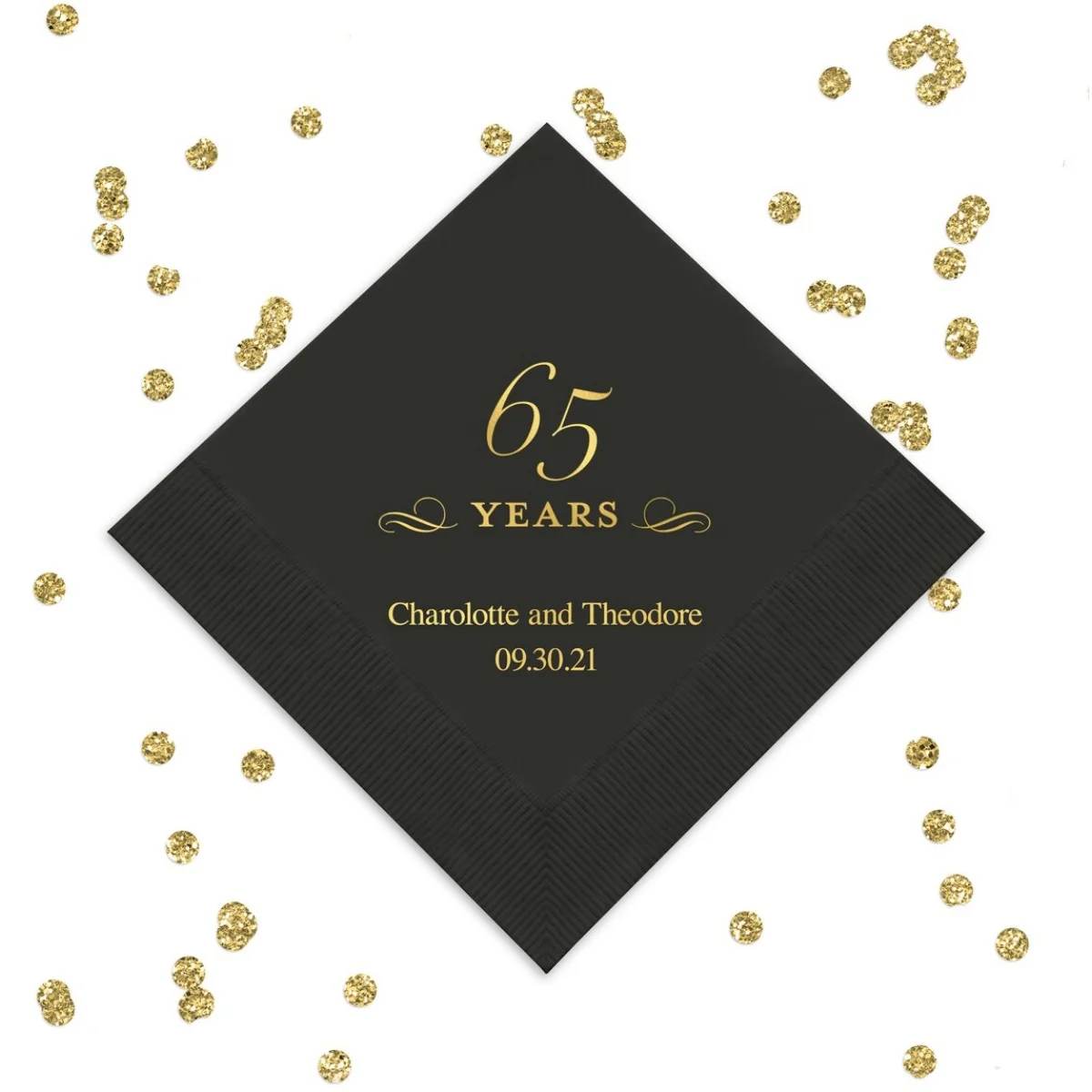 

50pcs Decorative 65 Years Personalized Napkins - 65th Birthday Party - 65th Anniversary - Pack of 50 Cocktail Printed Napkins -