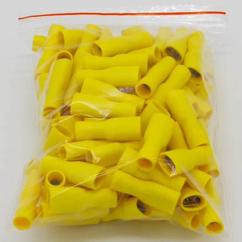 FDFD5-250 FDFD5.5-250 Female Insulated Electrical Crimp Terminal Connectors Cable Wire Connector 100PCS/Pack AWG 12-10 FDFD