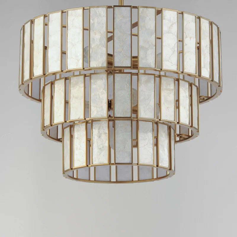 الشمال نمط الأبيض الرخام بريق واحد متعدد الطبقة قلادة مصباح النحاس الأسود الذهب الفضة التعميم عكس الضوء الأسقف