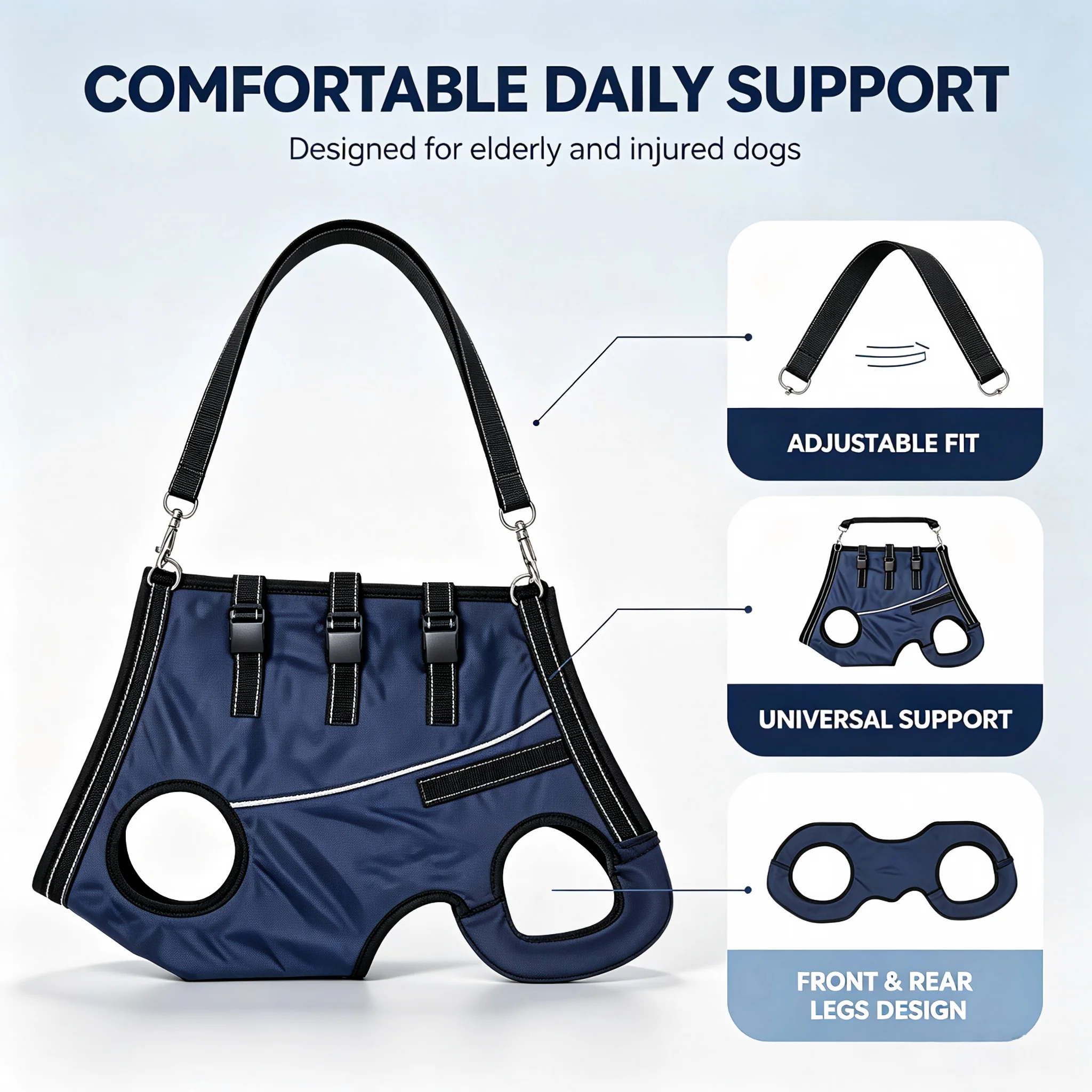 Adjustable Universal Dog Lift Harness Sling, Walking Mobility Carrier Belt for Old Elderly Dog Injured Front & Rear Leg Support
