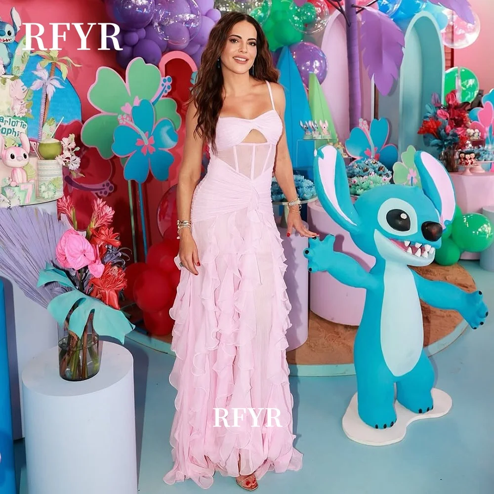 

RFYR Sweetheart Party Dress Chiffon Evening Dress A Line Pleats Celebrity Dress with Ruffles for Women Vestidos Customized
