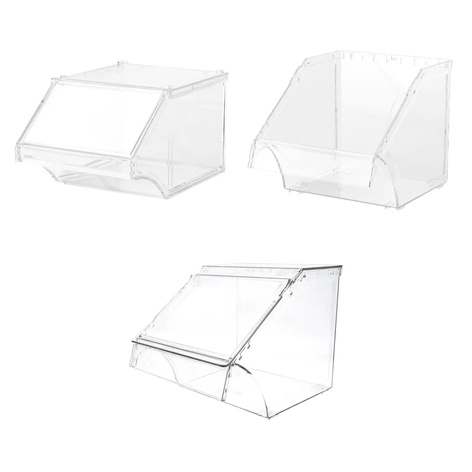 Acrylic Storage Bin Display Case Front Opening Pastry Food Storage Container Snack Container Candy Bin for Cafeterias Hotels