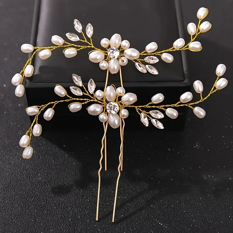 Hair Pins Hair Accessories For Women Wedding Accessories Hair Clips Jewelry Rhinestone Pearl Flower Hair Clip Pins Headpiece image 5