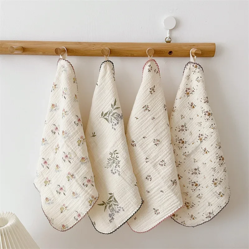 Cotton Gauze 1Pc Random Color Baby Soft Square Towel Washcloth Towel Floral Ins Style Baby Bath Children Absorbent Handkerchiefs