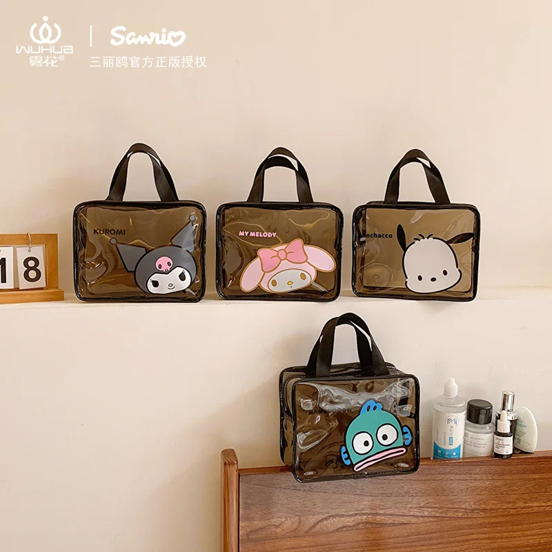 Sanrio Kuromi My Melody Pochacoo Tote Bag Large Capacity Transparent Waterproof Girls Makeup Bag Wash Bag Pvc Portable Handbag