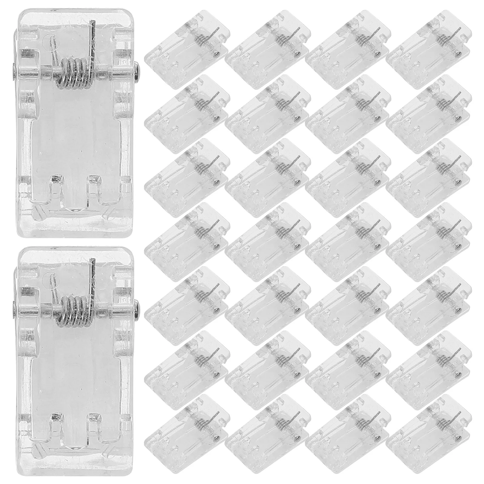 50 Pcs Self-adhesive Small Clip Clips Spring Wall Clear Plastic Photo Badge Abs Work Name Cards