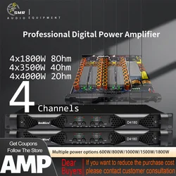 SenMicre DN4180 Digital Power Amplifier 4x1800W 8ohm 4 Channel Sound Amplifier Audio Subwoofer AMP4x3500w 4ohm Line Array Speake