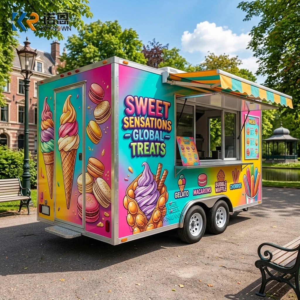 Customized Mobile Food Trailer Outdoor Street Food Truck Serving Window Coffee Burger Ice Cream Catering Kitchen Trailer