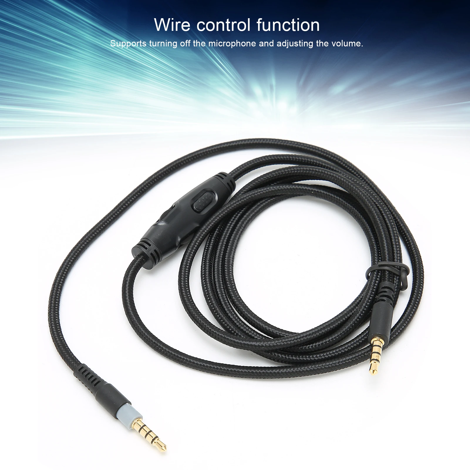Portable Headphone Cable 3.5mm Plug and Play Perfect quality Male to Male Audio Cable with Volume Control for HyperX Cloud view 5
