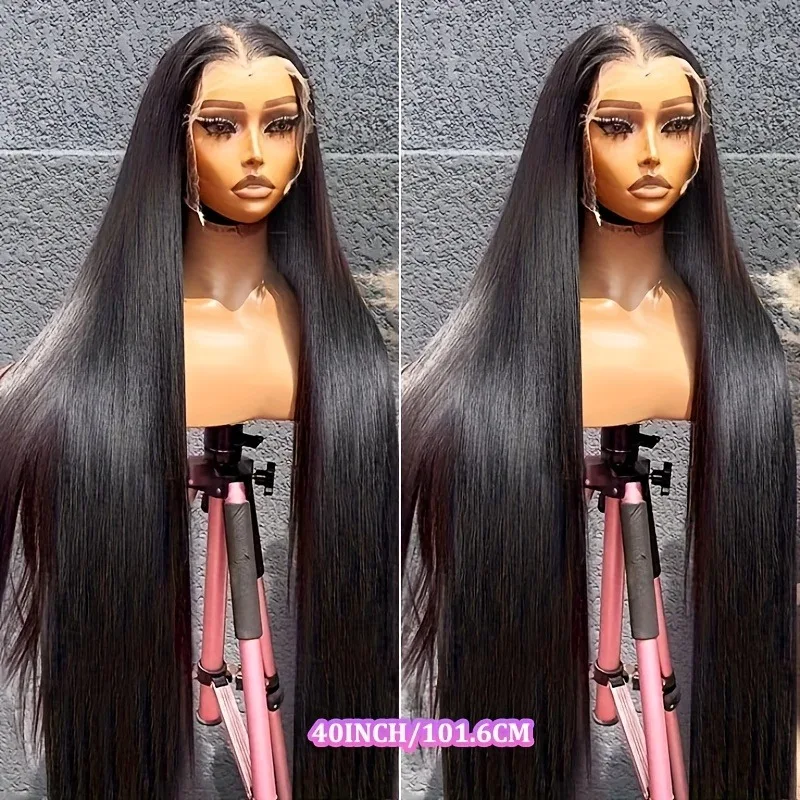 13x4.1 droite HD dentelle frontale perruque pré plumée noeuds blanchis os droite dentelle avant perruques cheveux humains brésilien vierge humaine H