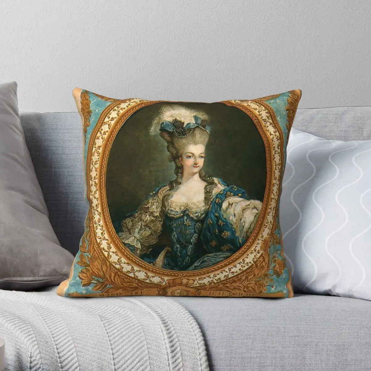 Queen Marie Antoinette Square Pillowcase Polyester Linen Velvet Creative Zip Decor Throw Pillow Case Home Cushion Cover