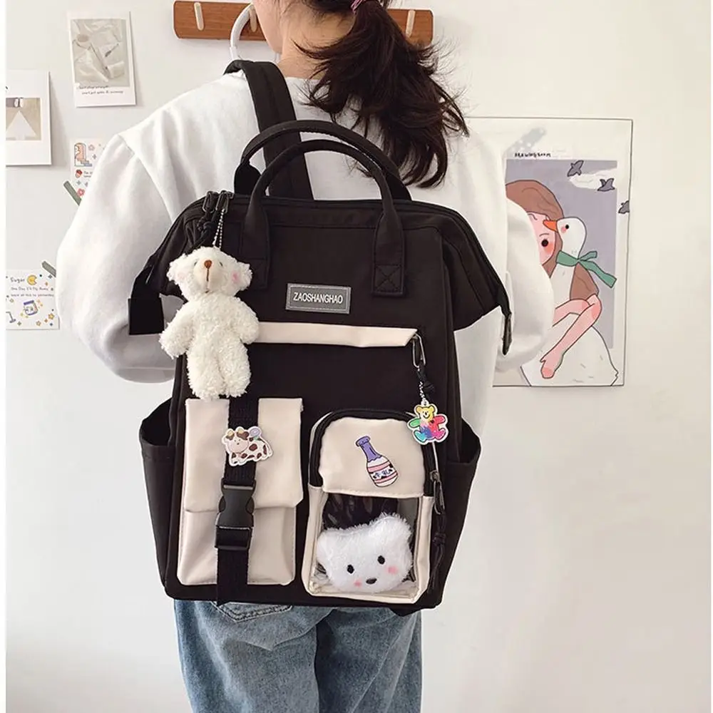 Multi Pockets High School Backpacks Large Capacity Students School Bags Cartoon Women Laptop Backpacks Girls Shoulder Bags