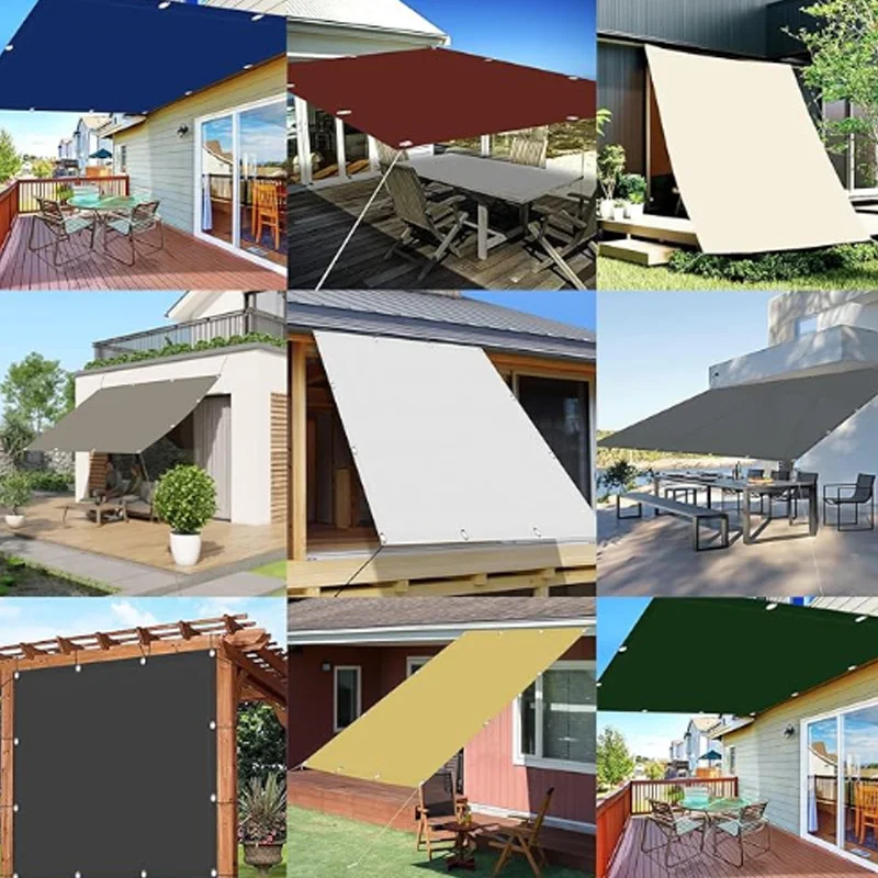 Voile d'ombrage résistante aux UV et imperméable avec œillets, bord droit, pour terrasse de jardin, protection solaire pour espaces extérieurs
