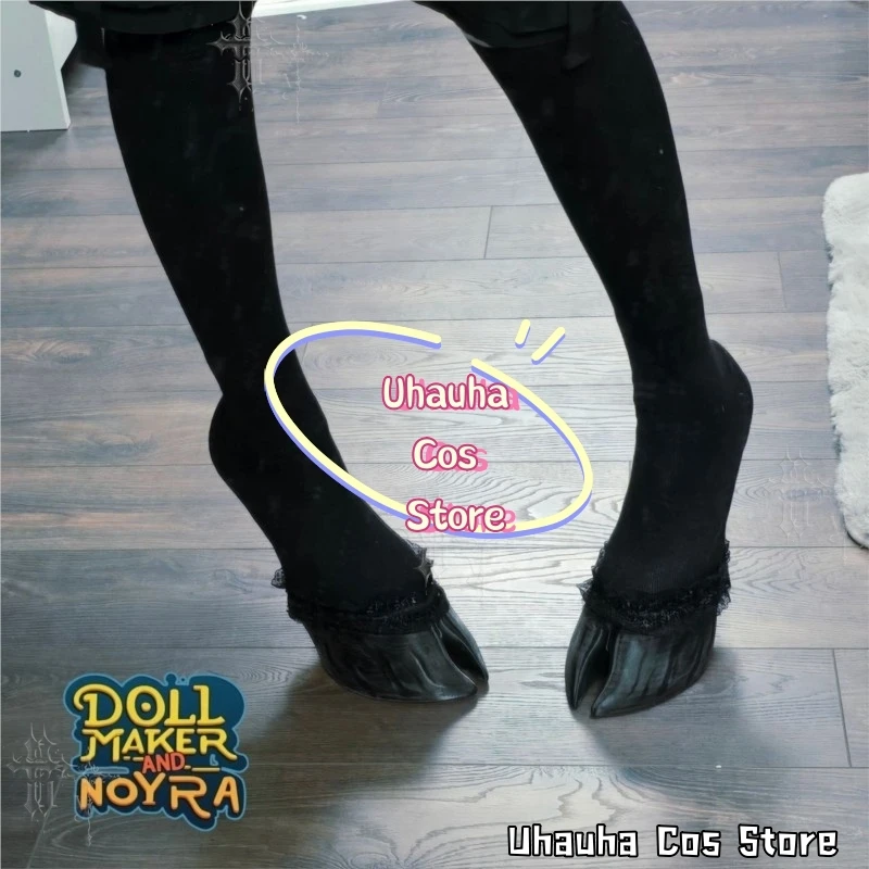 CR6.23*Split Hoof De-mon Cosplay Shoes Gothic Two Toe Cloven Hoof Foot Covers With Lace Socks Fantasy Anime Roleplay Halloween view 2