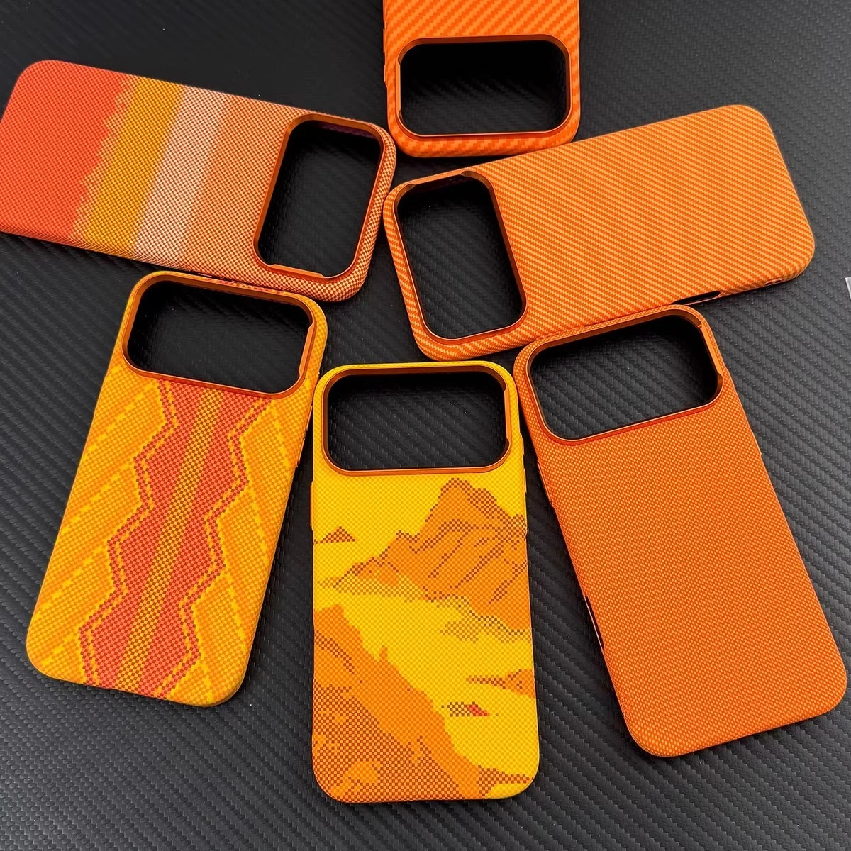 Vivid Orange Print Magnetic Phone Case for iPhone 17 Pro Max Carbon Color Hard PC Back Cover Camera Metal Frame Protection Shell