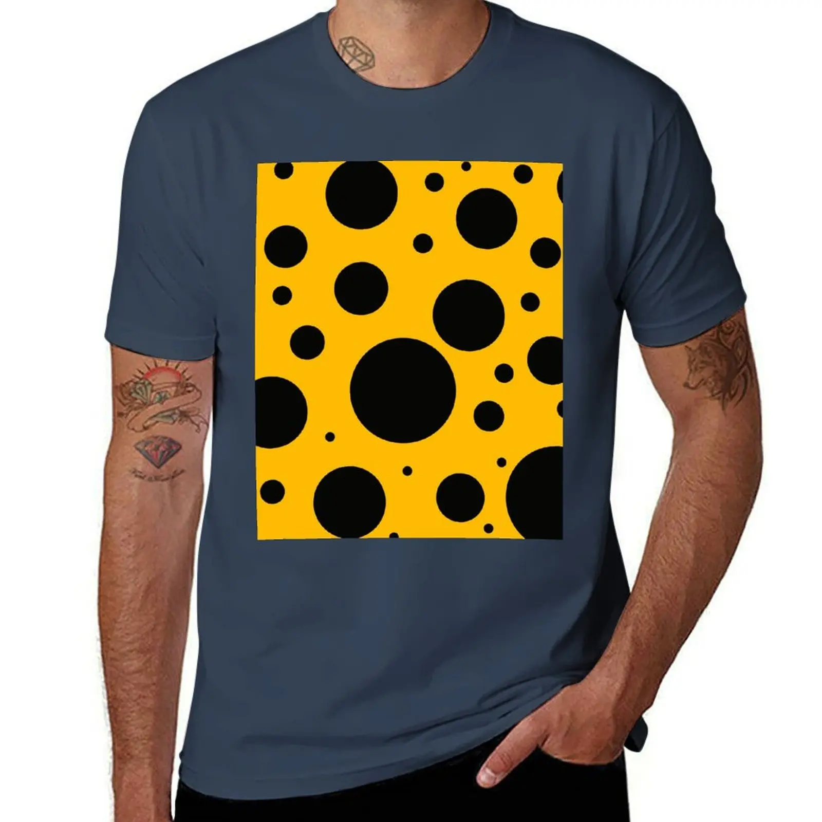 

black polka dots on yellow background T-Shirt Plus Size Lightweight Top