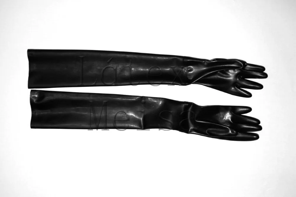 Gants longs en latex Zentai à cinq doigts, lingerie 100% naturelle, couleur noire, pour adultes