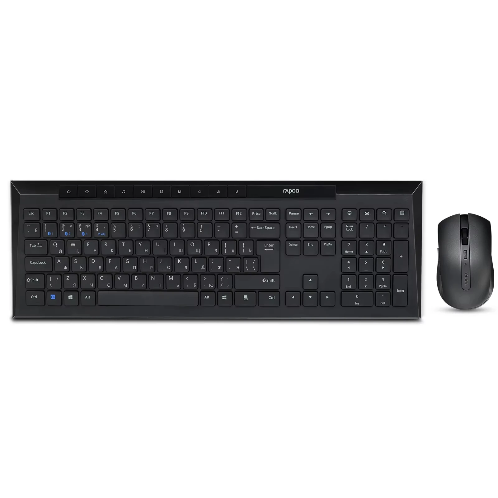 Rapoo 8210M Multiple Mode Wireless Keyboard and Mouse Set Russian Keyboard Optical High Definition Tracking Engine 1600DPI Mouse