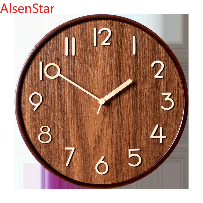 Solid Wood Wall Clock Modern Log Style Living Room Decorative Wall Hanging Quartz Clocks Watch Home Decoration