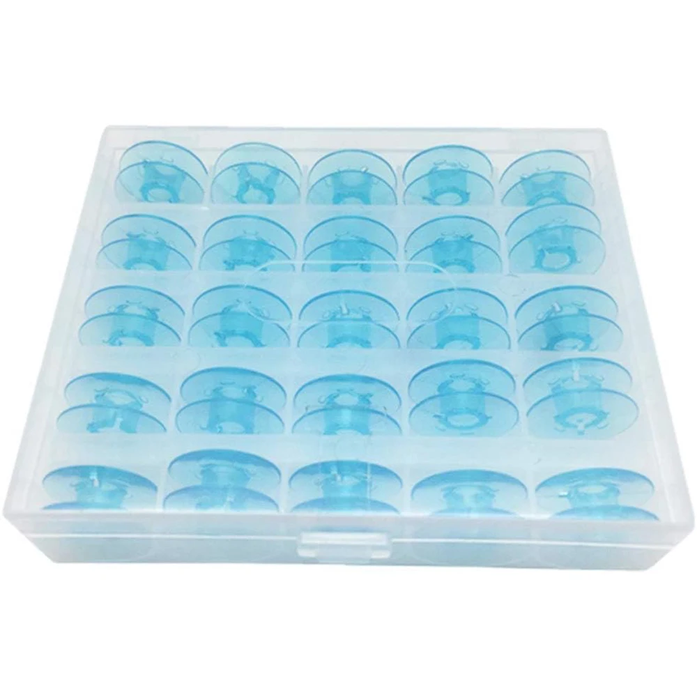 25 PCS/Box 9033P Blue Clear Sewing Bobbin With Storage Boxe For Pfaff 1069 6250 6270 Creative 2134 Sewing Machines Accessories