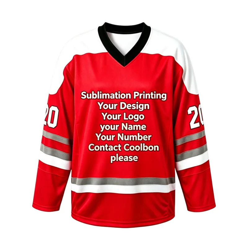 5PCS Youth Kids Ice Hockey Jersey Custom Printed V-Neck Long Sleeve Sportswear with Team Name Number Personalized Hockey Shirt
