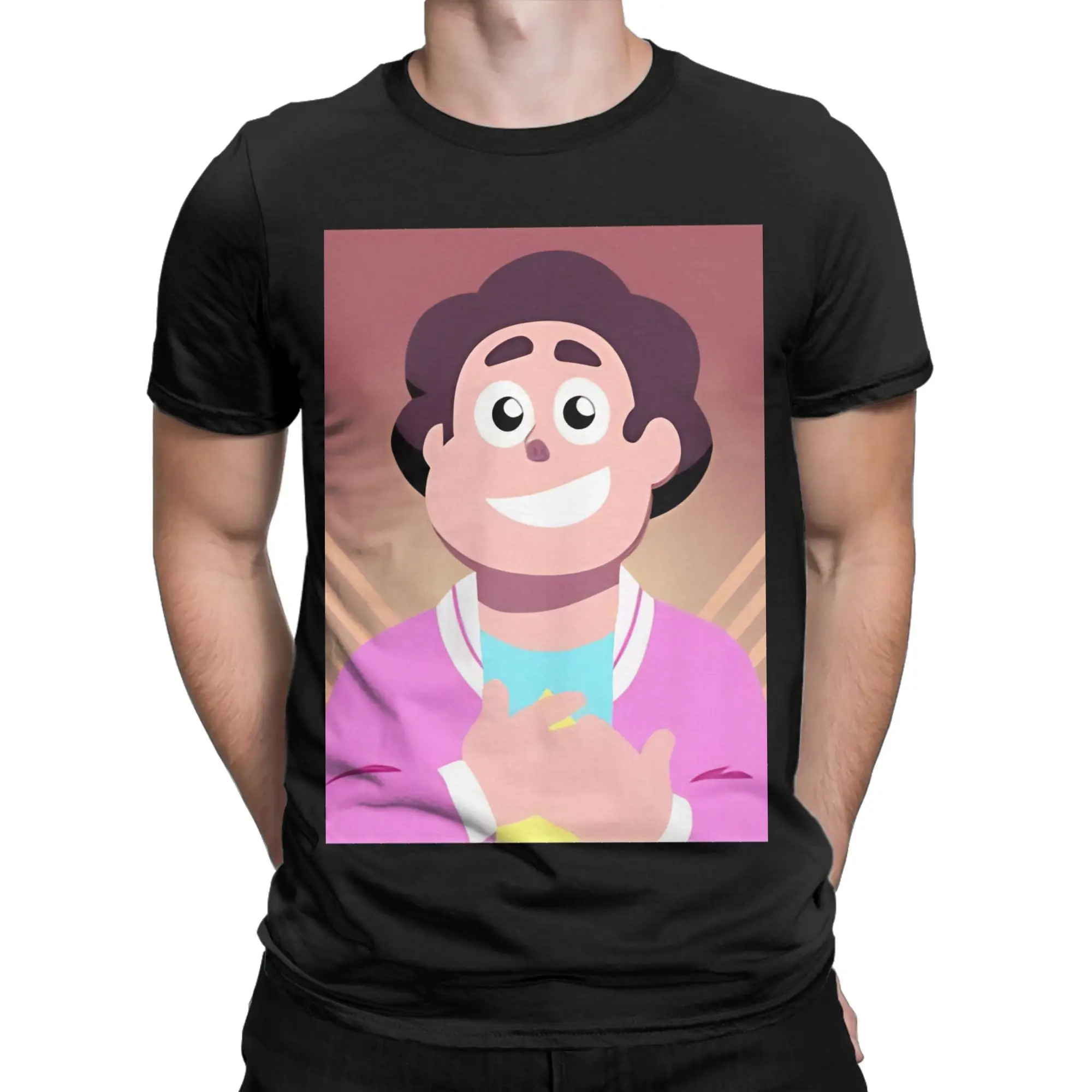 Teenaged Steven grinning Oversized Shirt Graphic 100% Cotton T-Shirt Steven Universe Tops Tees For Men