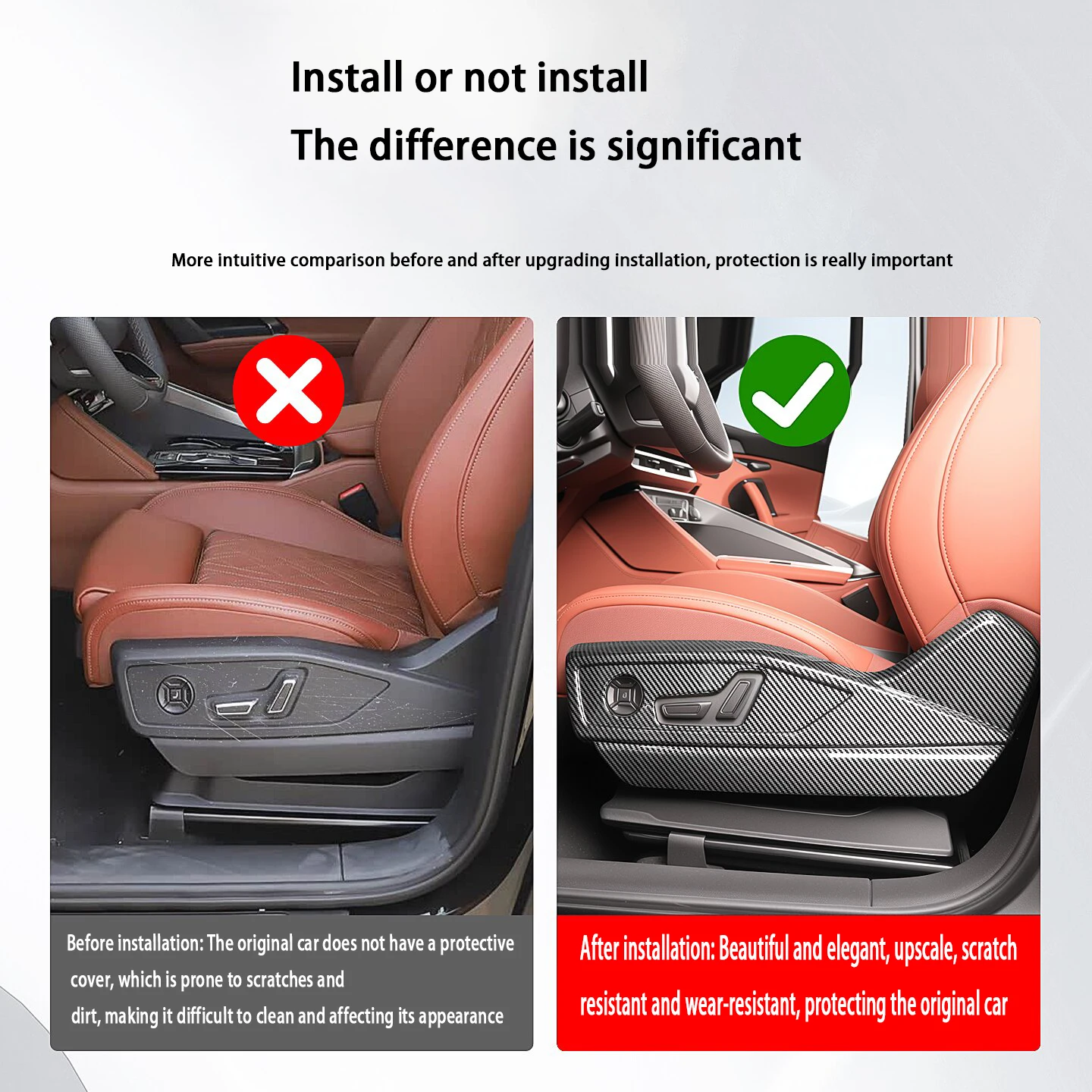 For Audi Q5 GU 2026 Seat Adjustment Side Panel Protector Anti Kick Scratch Guard Carbon Fiber Car Interior Trim Accessories