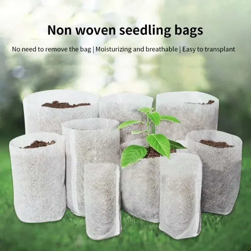 100PCS Nonwoven Nursery Bags Multi Models Biodegradable Plant Growing Bags Tree Sapling Flower Garden Planting Tools