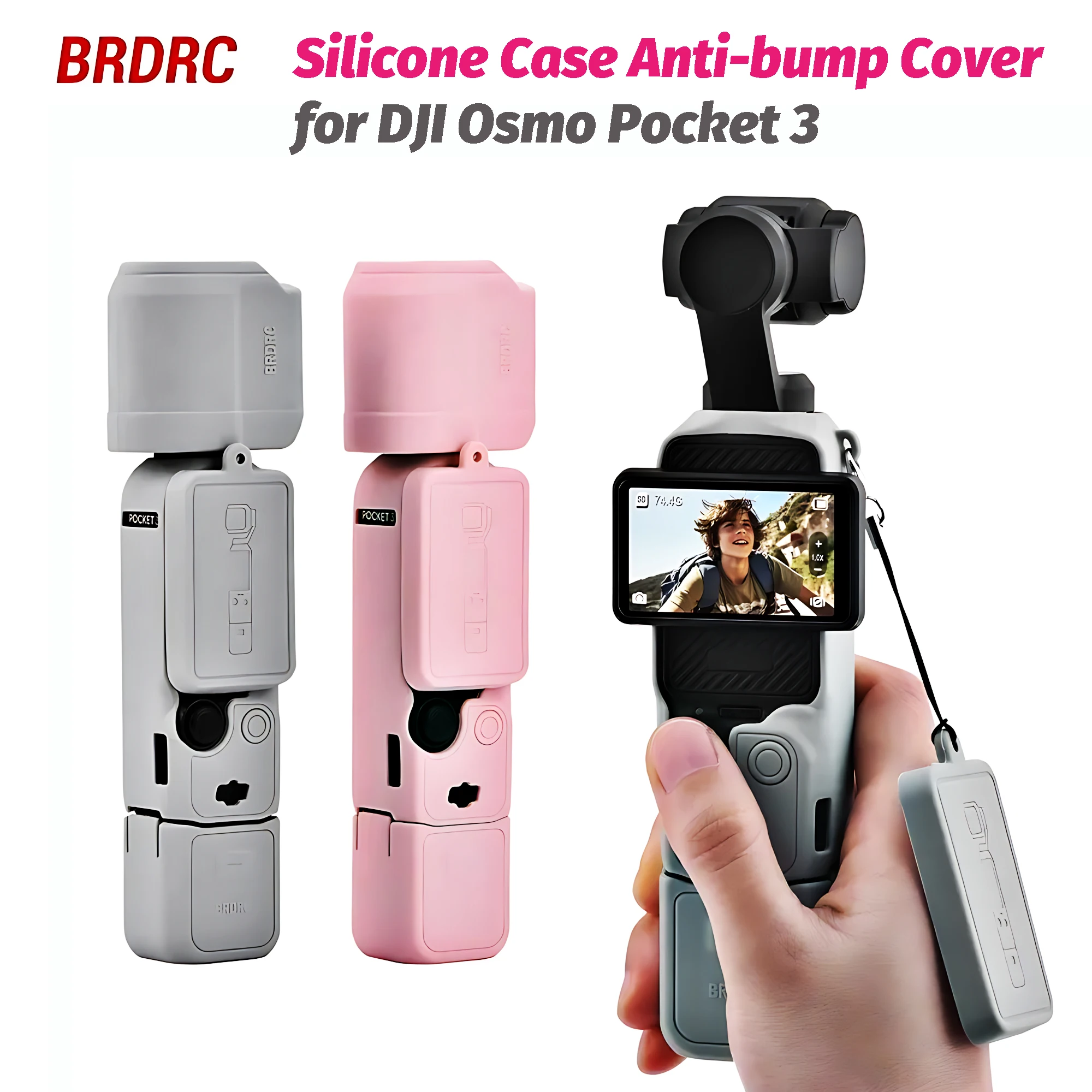 

BRDRC Silicone Protective Case for DJI Osmo Pocket 3 Anti-Scratch Camera Cover Handle Grip Anti-Slip Shockproof Shell