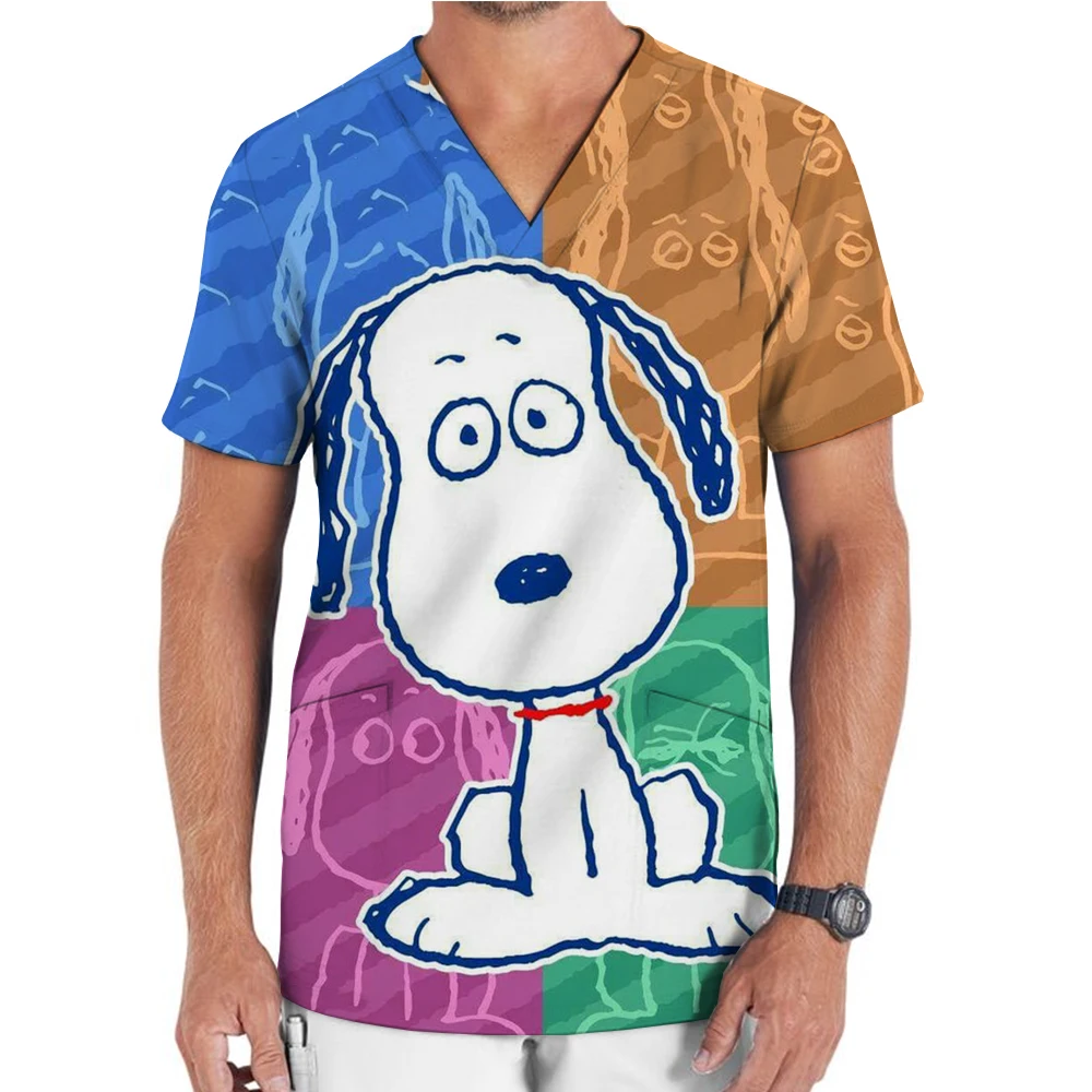 Medical shirts, clinic uniforms, hospital uniforms, healthcare nurses, Snoopy printed uniforms, nursing staff uniforms, short sl