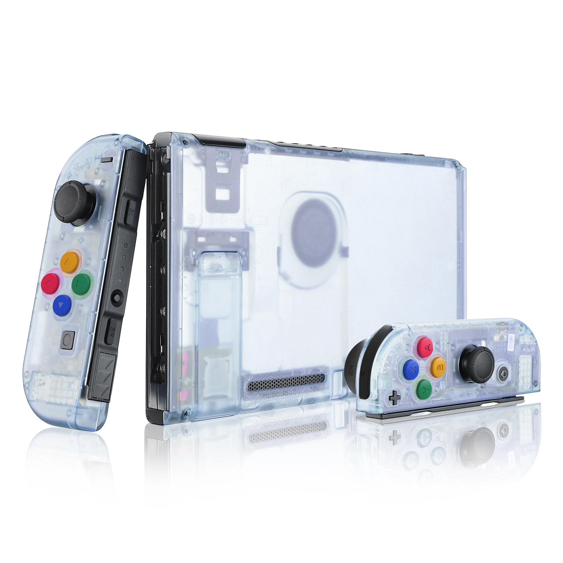EXtremeRate Sông Băng Xanh Dương Tay Cầm Tấm Đỡ Lưng Bộ Điều Khiển Nhà Ở Vỏ Ốp Lưng Có Cúc Bấm Cho NS Công Tắc Tay Cầm & JoyCon