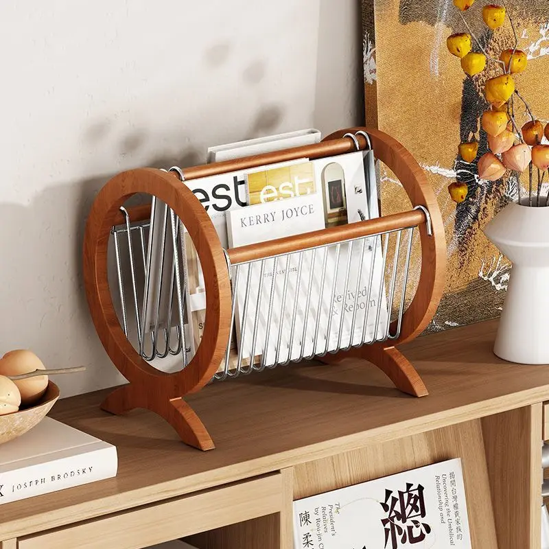 

French Vintage Magazine Rack - Luxury Sofa Side Table with Book Storage