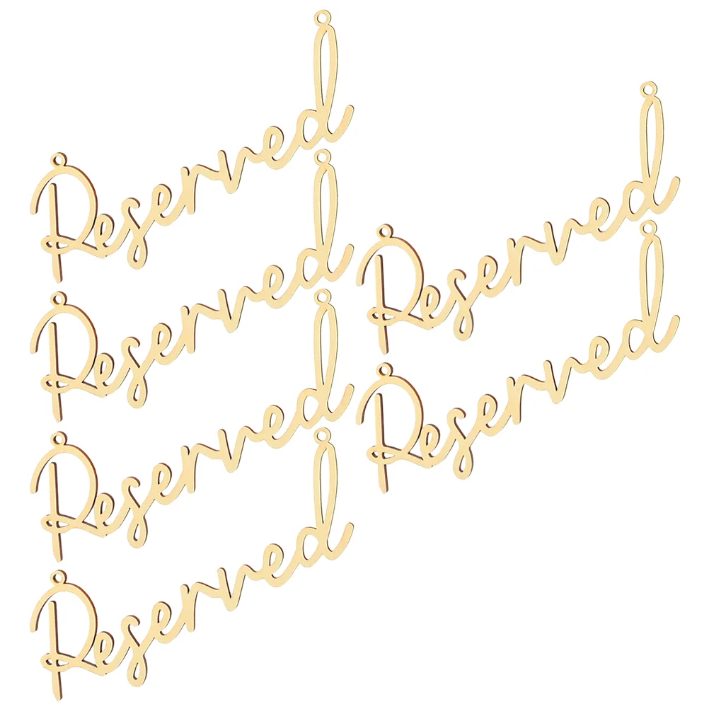 6 Pcs Wooden Blank Reserved Letter Sign Seat Chair Back Room Wedding Signs Decor Party Accessories Reusable Signage