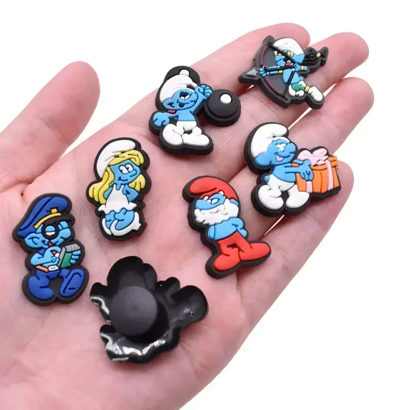 Hot 8 pz/set Smurf film Shoe Charms Set Croc accessori Cartoon Shoe Decoration per Croc Kids Party Halloween X-mas Gifts