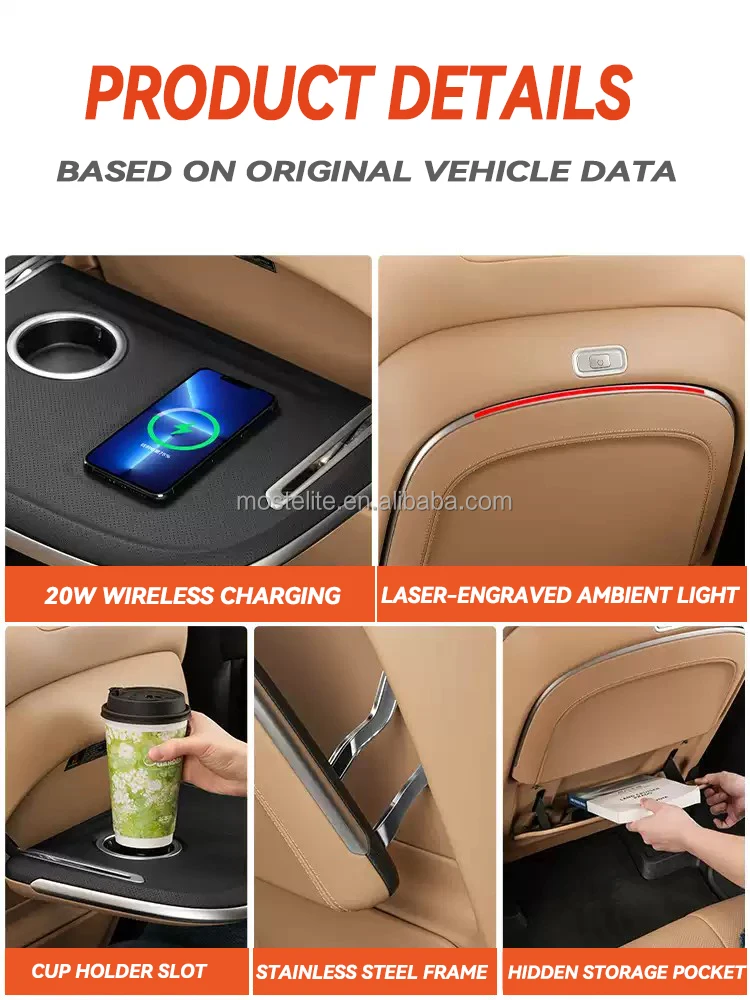 2025 Hot Sale Car Folding Table with Wireless Charging Car Rear Seat Back Electric Folding Table for Byd Leopard 8 Accessories view 5