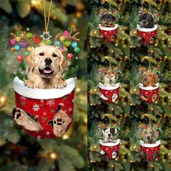 Christmas Cute Puppy Dog Shell Hanging Pendants Xmas Tree Drop Ornament Merry Chriatma Home Decor Happy New Year 2024