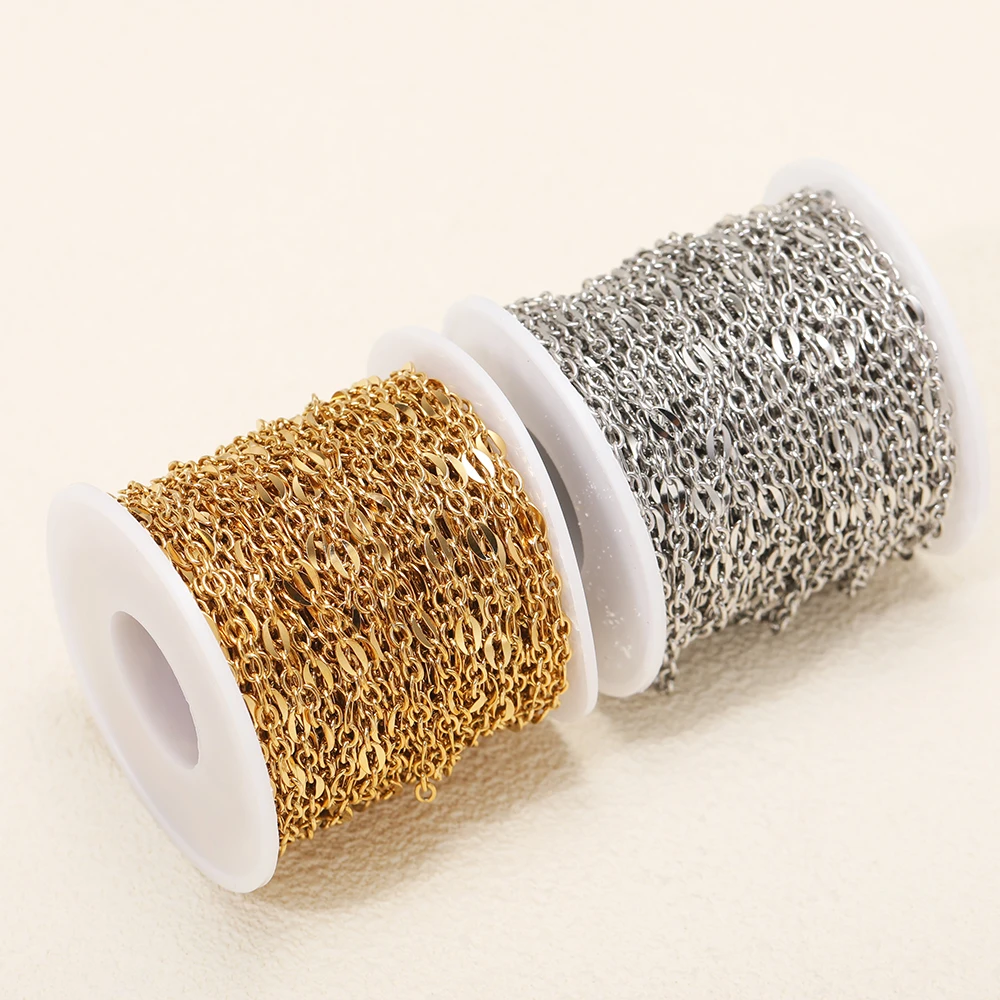 1 Meter Edelstahl PVD Gold 3:1 O-Link Rolo-Ketten für DIY-Schmuckherstellung, Armbänder, Halsketten, Zubehör – Detail 4