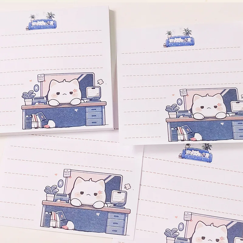 50sheets Design Japanese Cat Cute Sticky Notes Cartoon Girl Heart Cat Student High Appearance Notes Material Book Memo Pad