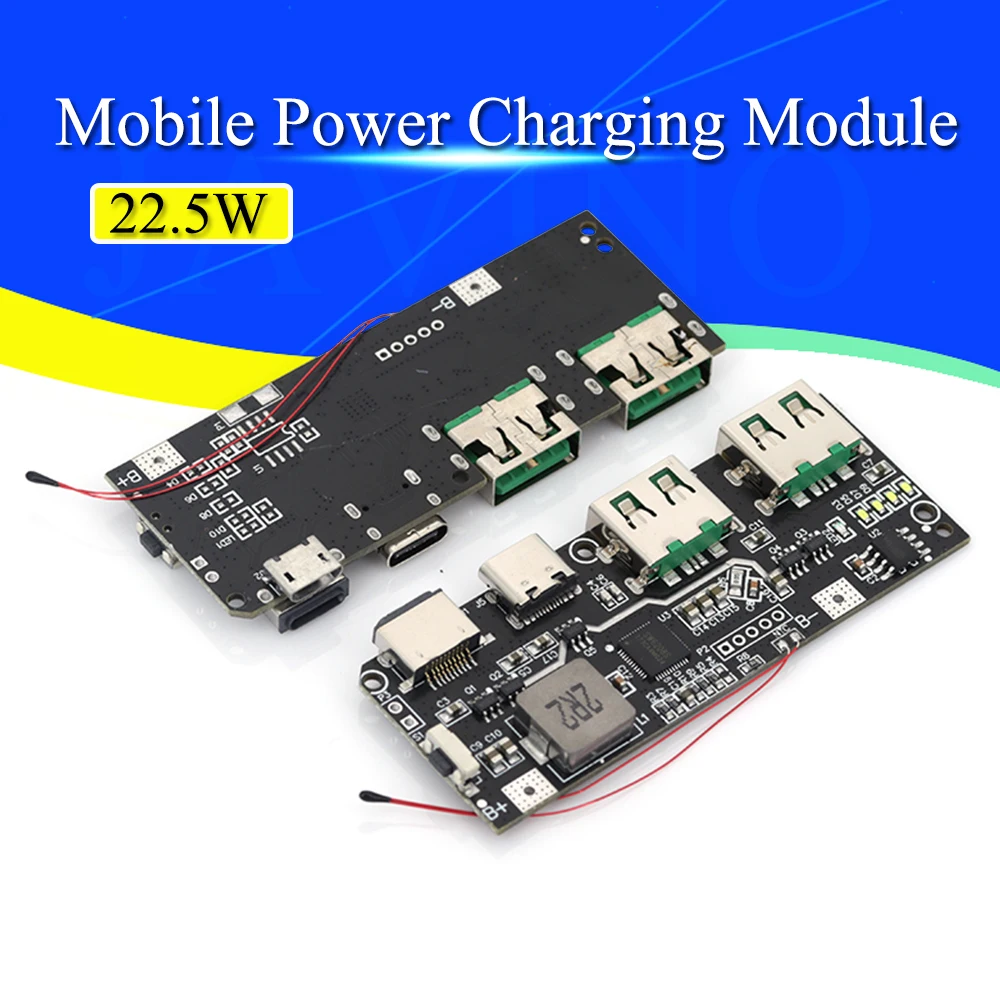 QC4.0 QC3.0 LED Dual USB 5V 4.5A 22.5W Micro/Type-C USB Mobile Power Bank 18650 Charging Module Temperature / Circuit Protection