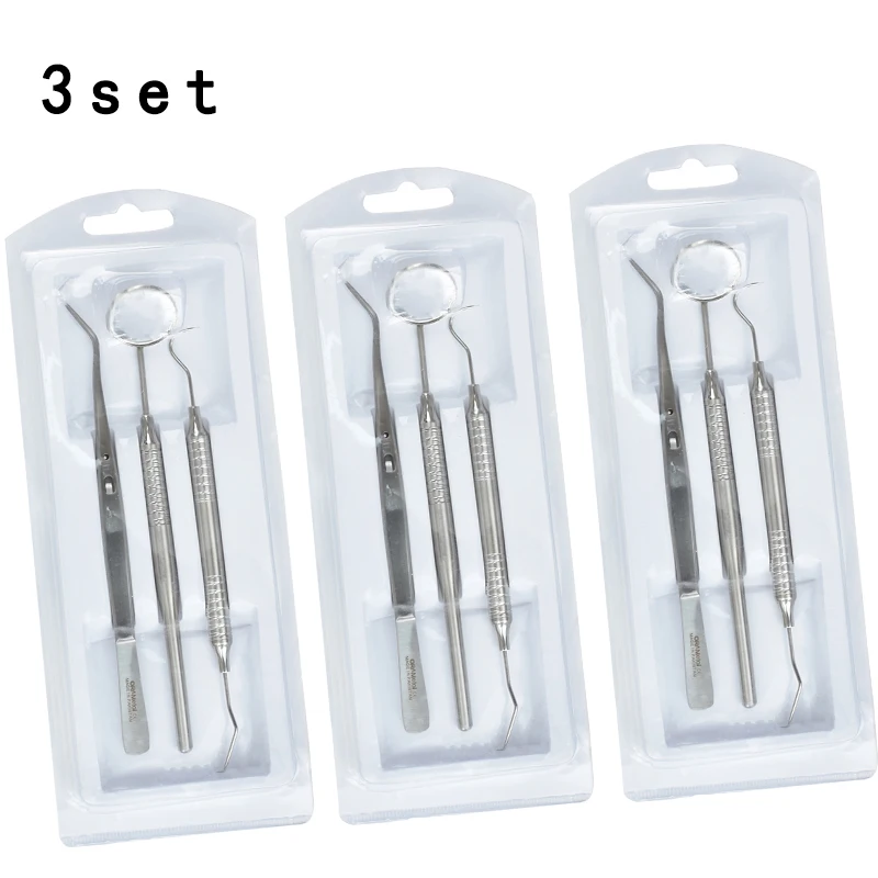 3Set Dental Stainless Steel Kit Oral Scope Cleaning Calculus Removal Scraper Oral Cleaning Care Plaque Cleaning Toolkit